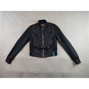 Diesel Jacket Womens Small Black Nylon Biker Bomber Jacket Full Zip Avant Garde
